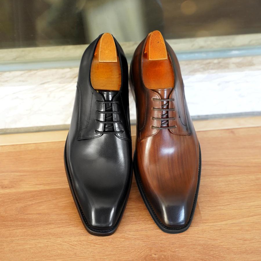 メンズビジネスカジュアルシューズ、ヴィンテージ風木目調スクエ - Men'S Formal Wear For Office のレビューと価格