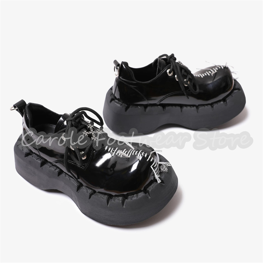 男性用チャンキーボトム身長アップシューズ ゴシックステッチプ - Patent Leather Oxford のレビューと価格
