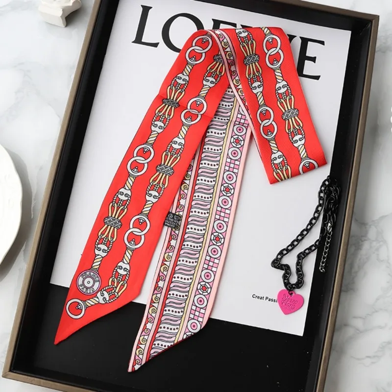 ファッションスキニーシルクスカーフ女性のためのファッションヘ - Silk Tie Woven のレビューと価格