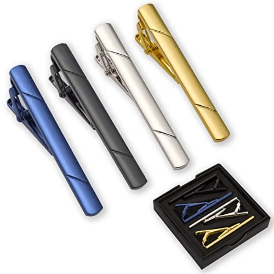 4 個のネクタイクリップ男性用ネクタイバーギフトボックス付き - Tie Bar Clip のレビューと価格