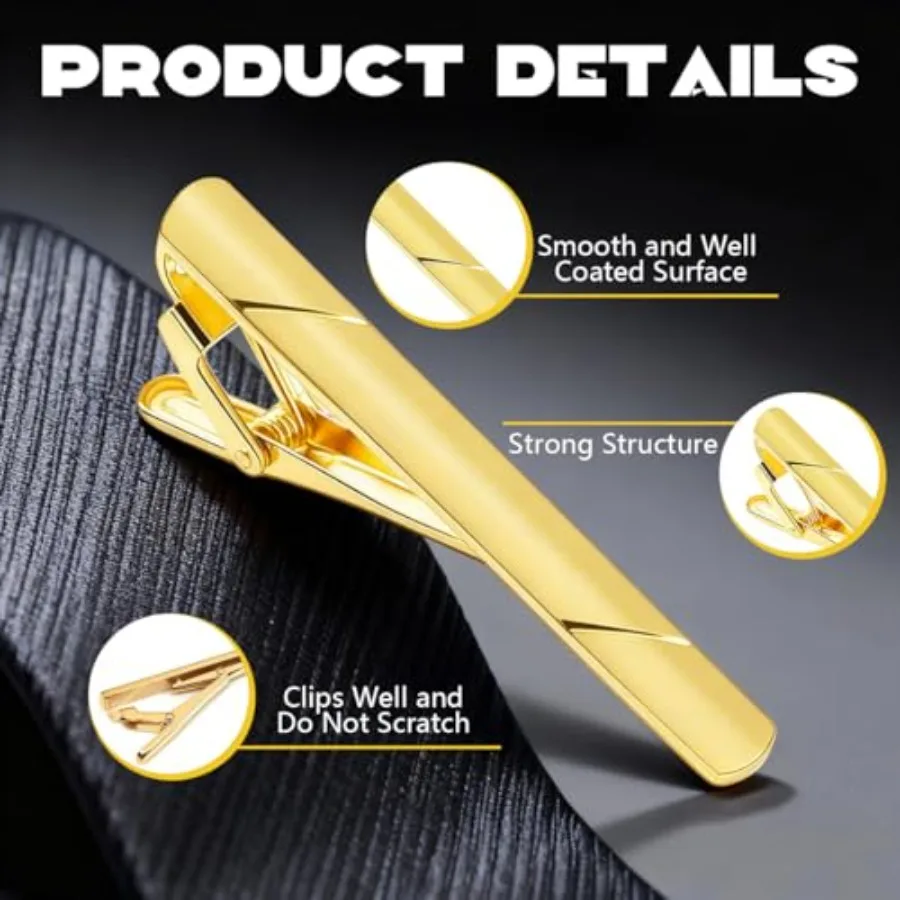 メンズステンレススチール製タイクリップ ミニマリストネクタイ - Tie Bar Clip のレビューと価格
