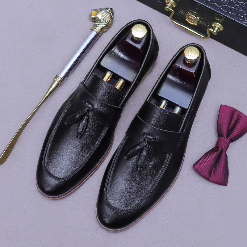 メンズタッセル本革ローファー、ツートーンバーニッシュスクエア - Men'S Formal Wear のレビューと価格