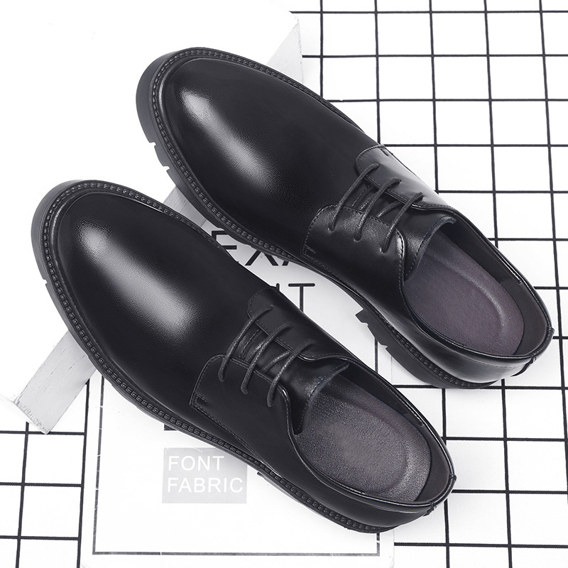 メンズブラックレザーレースアップドレスシューズ、厚底プラット - Men'S Formal Wear For Office のレビューと価格