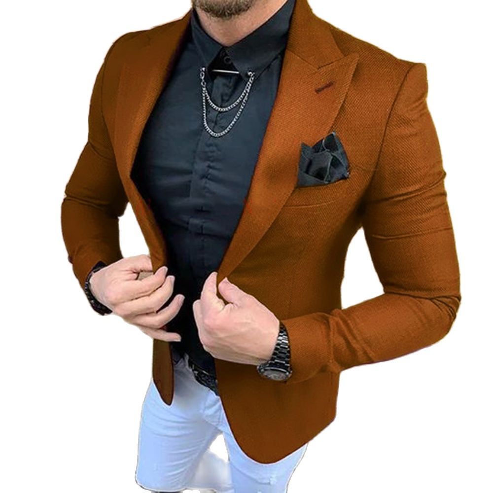 メンズスーツ 2 個服テーラードスリムフィットイブニングパー - Men Formal Wear Brown のレビューと価格