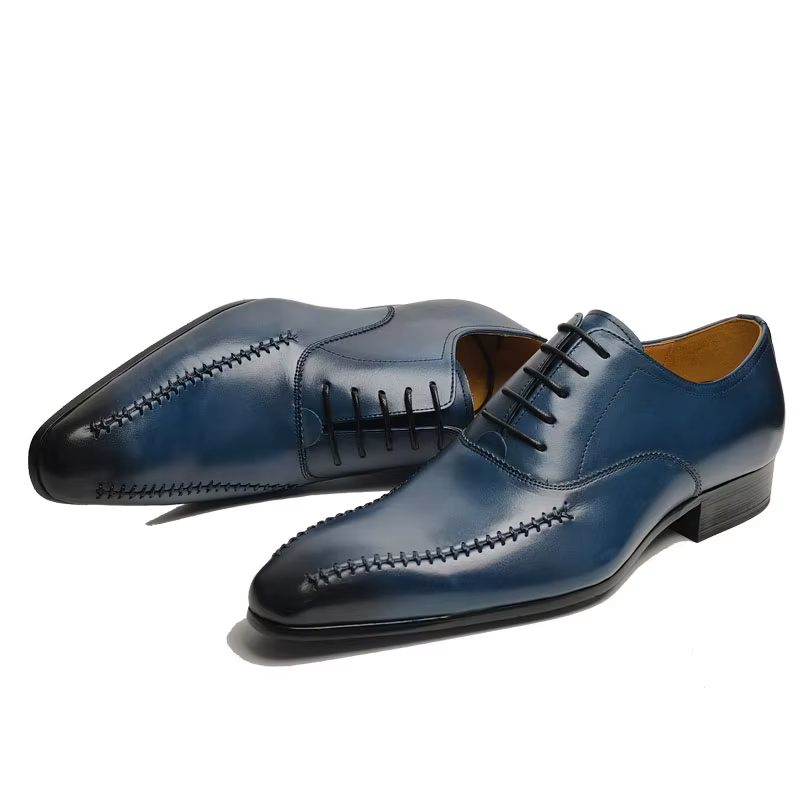 高級メンズ本革ドレスシューズ、ポインテッドトゥ、手縫い、ファ - Men'S Formal Wear For Office のレビューと価格
