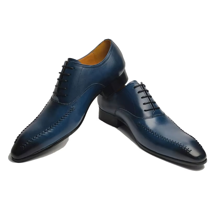 高級メンズ本革ドレスシューズ、ポインテッドトゥ、手縫い、ファ - Men'S Formal Wear For Office のレビューと価格