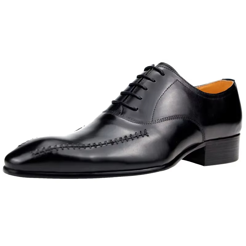 高級メンズ本革ドレスシューズ、ポインテッドトゥ、手縫い、ファ - Men'S Formal Wear For Office のレビューと価格