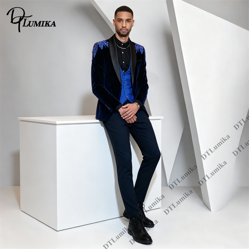 Peagent メンズ 3 ピース ベルベット スーツ ブラ - Men'S Formal Wear For Office のレビューと価格