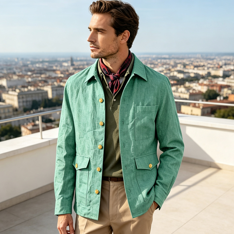 ヴィンテージメンズリネンジャケット、ラペルカラー、ゴールドボ - Men'S Formal Wear For Office のレビューと価格