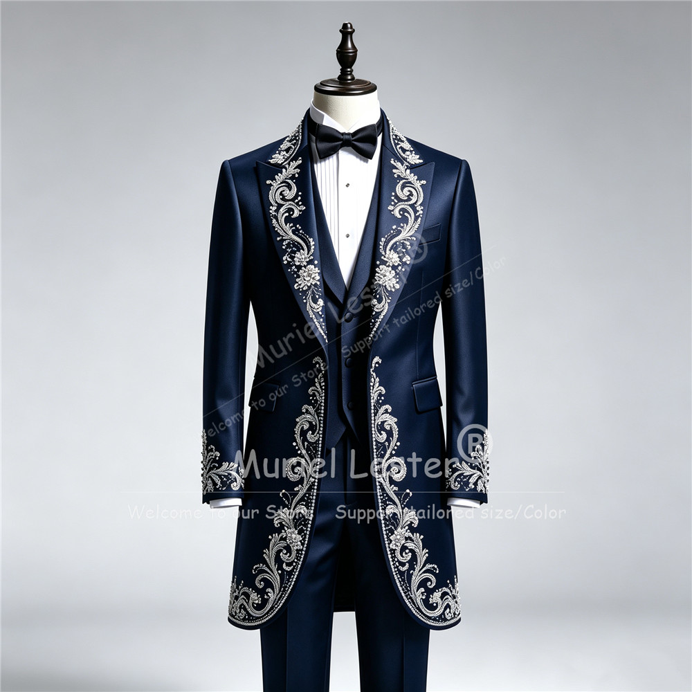 ラグジュアリーメンズウェディングタキシードスーツ、ロング丈、 - Men Formal Wear With Blazer のレビューと価格
